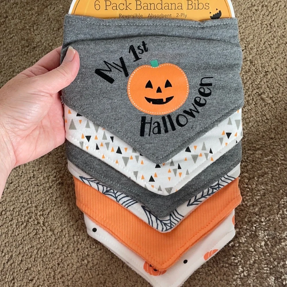New 6 pack Baby Bib Bandanas Halloween Fall